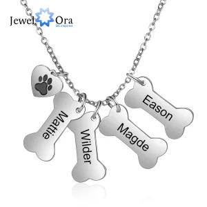 Personalized Dog Bone Necklace with Pet Paw