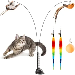 Suction Cup Cat Wand Toys